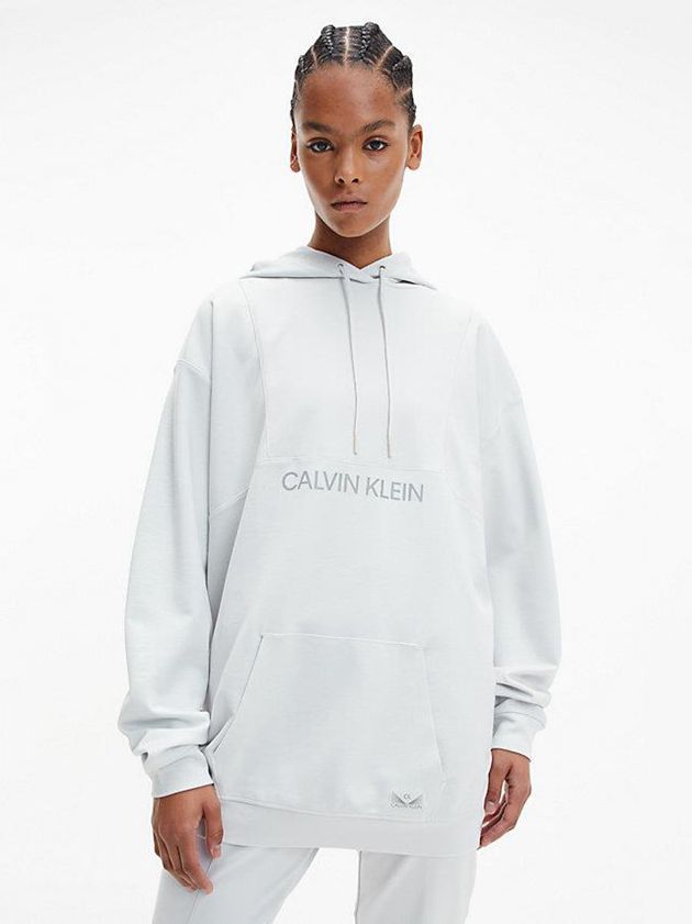 Calvin Klein USA Relaxed Comfort Stretch Womens Hoodie White 4895206-JT